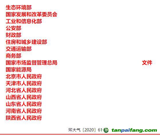 關(guān)于印發(fā)《京津冀及周邊地區(qū)、汾渭平原2020-2021年秋冬季大氣污染綜合治理攻堅(jiān)行動(dòng)方案》的通知【環(huán)大氣〔2020〕61號】